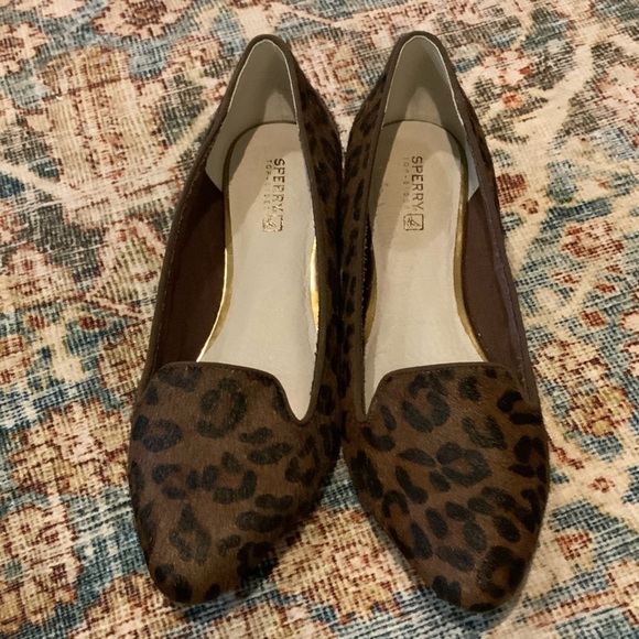 Sperry leopard leather pony hair flats size 8.5 - Picture 1 of 7